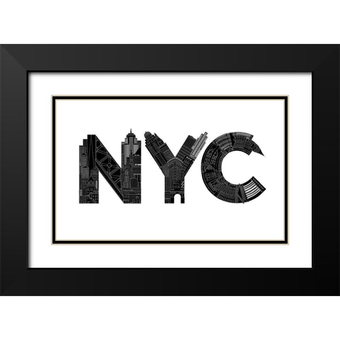 NYC Black Modern Wood Framed Art Print with Double Matting by Farkas, Robert