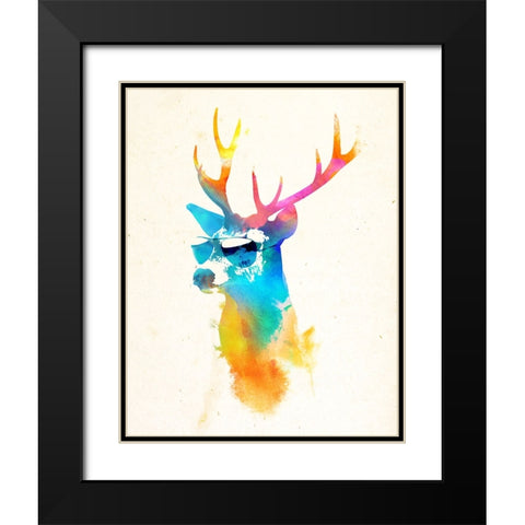 Sunny Stag Black Modern Wood Framed Art Print with Double Matting by Farkas, Robert