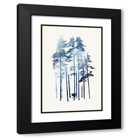 Winter Wolf Black Modern Wood Framed Art Print with Double Matting by Farkas, Robert