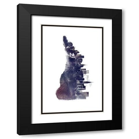 Fox From The City Black Modern Wood Framed Art Print with Double Matting by Farkas, Robert