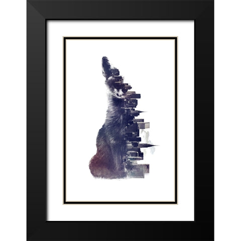 Fox From The City Black Modern Wood Framed Art Print with Double Matting by Farkas, Robert