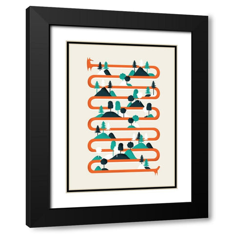 Foxy Stripes Black Modern Wood Framed Art Print with Double Matting by Farkas, Robert
