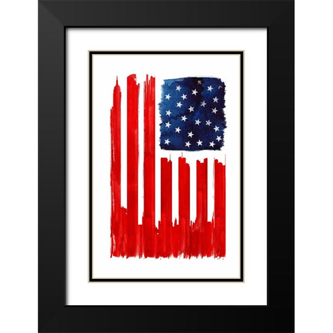 Stars And Buildings Black Modern Wood Framed Art Print with Double Matting by Farkas, Robert