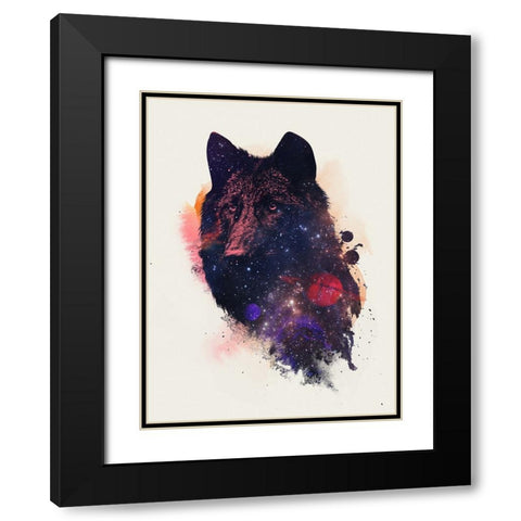 Universal Wolf Black Modern Wood Framed Art Print with Double Matting by Farkas, Robert