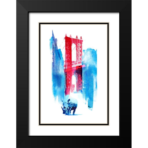 Manhattan Bridge Black Modern Wood Framed Art Print with Double Matting by Farkas, Robert