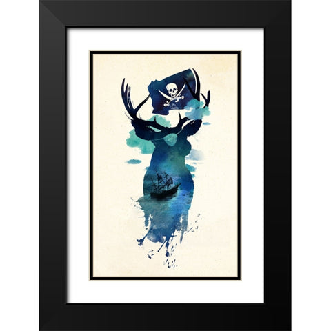 Captain Hook Black Modern Wood Framed Art Print with Double Matting by Farkas, Robert