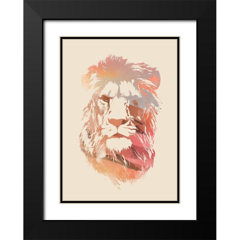 Desert Lion Black Modern Wood Framed Art Print with Double Matting by Farkas, Robert