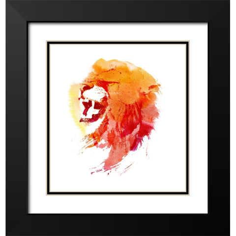 Angry Lion Black Modern Wood Framed Art Print with Double Matting by Farkas, Robert