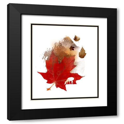 Autmn Leaf Black Modern Wood Framed Art Print with Double Matting by Farkas, Robert