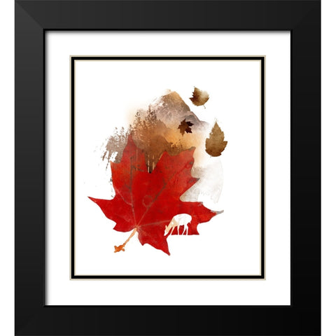 Autmn Leaf Black Modern Wood Framed Art Print with Double Matting by Farkas, Robert