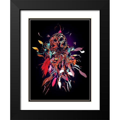 Bagoly Black Modern Wood Framed Art Print with Double Matting by Farkas, Robert