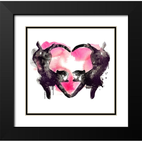 Cat Love 2 Black Modern Wood Framed Art Print with Double Matting by Farkas, Robert