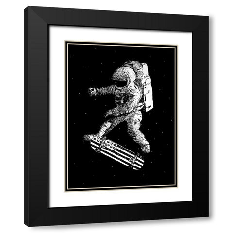 Kickflip In Space Black Modern Wood Framed Art Print with Double Matting by Farkas, Robert
