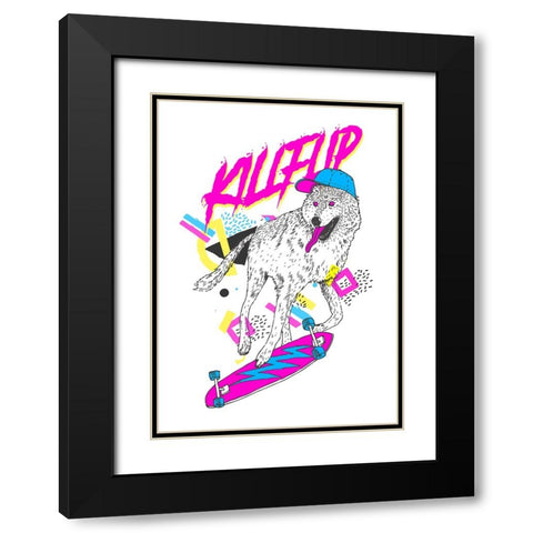 Kickflip Wolf V1 Black Modern Wood Framed Art Print with Double Matting by Farkas, Robert