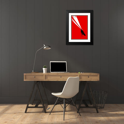 Laser Crow Black Modern Wood Framed Art Print with Double Matting by Farkas, Robert