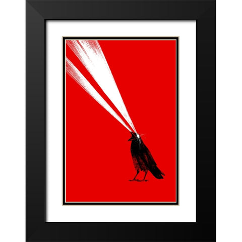 Laser Crow Black Modern Wood Framed Art Print with Double Matting by Farkas, Robert
