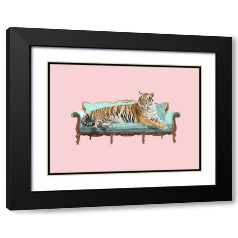 Lazy Tiger Black Modern Wood Framed Art Print with Double Matting by Farkas, Robert
