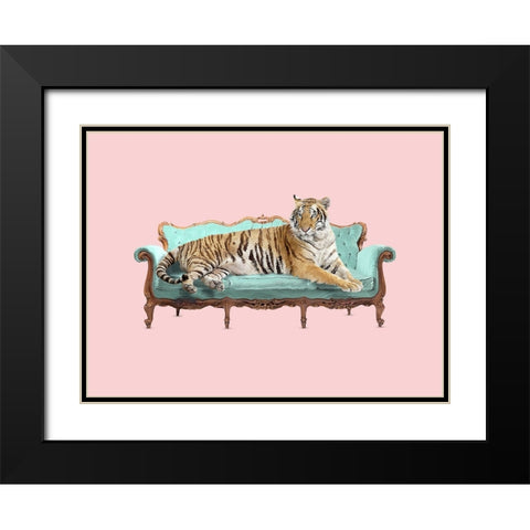 Lazy Tiger Black Modern Wood Framed Art Print with Double Matting by Farkas, Robert