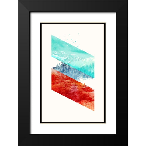 Montain Stripes Black Modern Wood Framed Art Print with Double Matting by Farkas, Robert