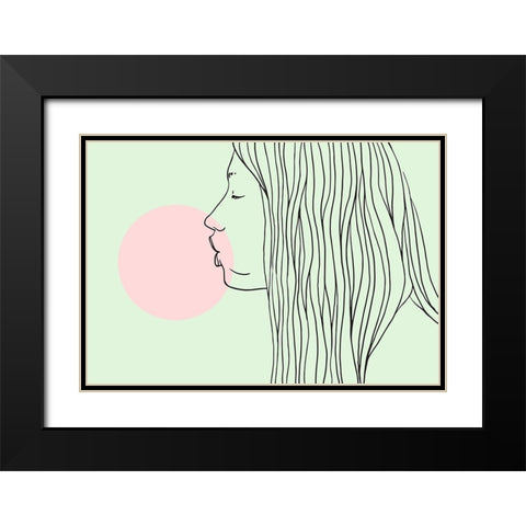 Pink Bubble Gum Black Modern Wood Framed Art Print with Double Matting by Farkas, Robert