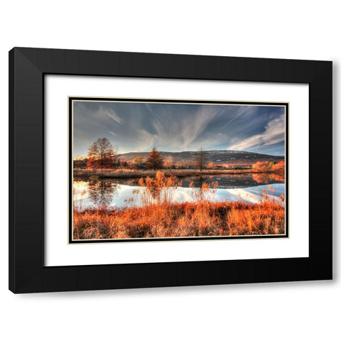 Autumn Pond And Cliffs Black Modern Wood Framed Art Print with Double Matting by Goldwitz, Robert