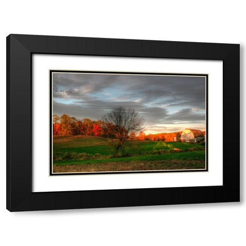 The Neighbors Barn Sunset Black Modern Wood Framed Art Print with Double Matting by Goldwitz, Robert