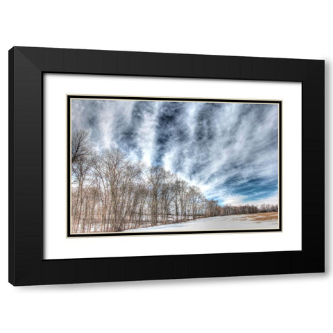Winter Treeline Black Modern Wood Framed Art Print with Double Matting by Goldwitz, Robert