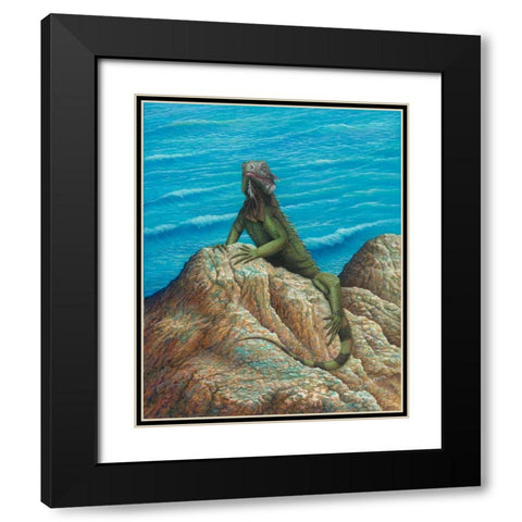 Iguana Black Modern Wood Framed Art Print with Double Matting by Wavra, Robert