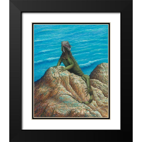 Iguana Black Modern Wood Framed Art Print with Double Matting by Wavra, Robert