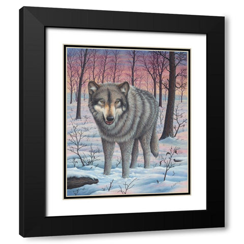Lone Wolf Black Modern Wood Framed Art Print with Double Matting by Wavra, Robert