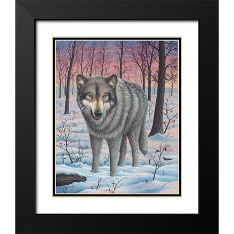 Lone Wolf Black Modern Wood Framed Art Print with Double Matting by Wavra, Robert