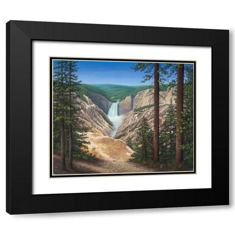 Lower Falls - Yellowstone Black Modern Wood Framed Art Print with Double Matting by Wavra, Robert