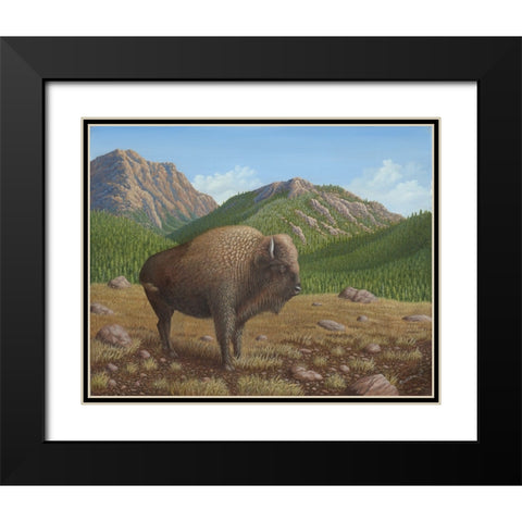 Bison Black Modern Wood Framed Art Print with Double Matting by Wavra, Robert