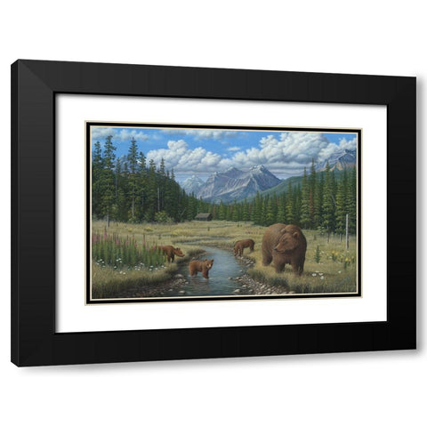 Checking Things  Out - Grizzlies Black Modern Wood Framed Art Print with Double Matting by Wavra, Robert