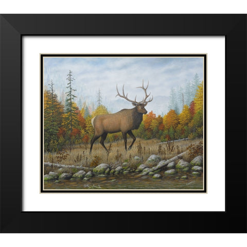 Autumn Elk Black Modern Wood Framed Art Print with Double Matting by Wavra, Robert
