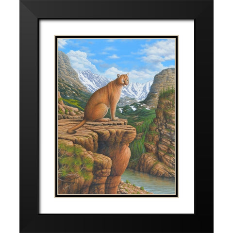Cougar Black Modern Wood Framed Art Print with Double Matting by Wavra, Robert
