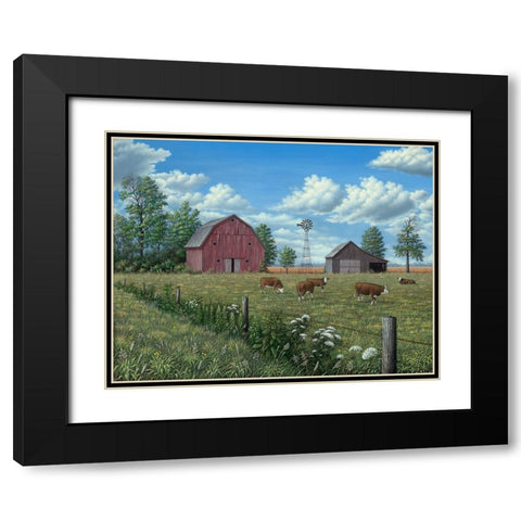 Grazing Cattle Black Modern Wood Framed Art Print with Double Matting by Wavra, Robert