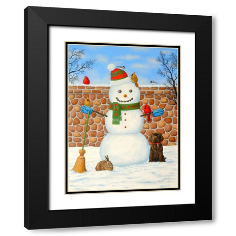 Snowman Black Modern Wood Framed Art Print with Double Matting by Wavra, Robert