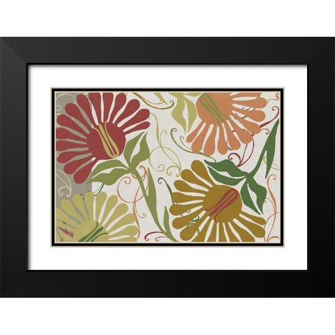 Flower Shower I Black Modern Wood Framed Art Print with Double Matting by Sasha