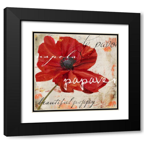 Le Pavot I Black Modern Wood Framed Art Print with Double Matting by Sasha