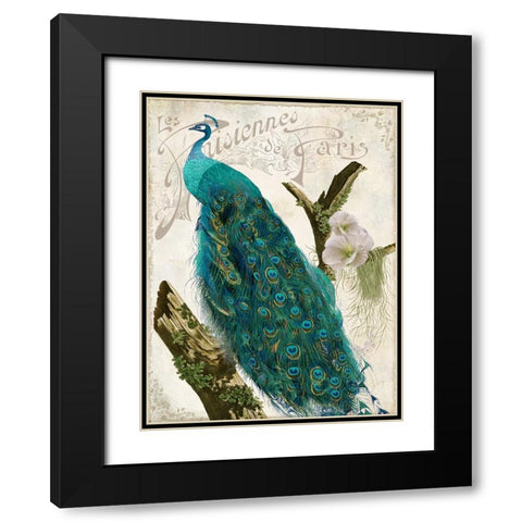 Les Paons I Black Modern Wood Framed Art Print with Double Matting by Sasha