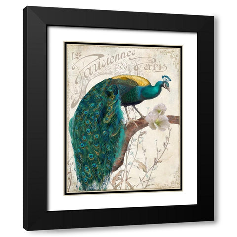 Les Paons II Black Modern Wood Framed Art Print with Double Matting by Sasha