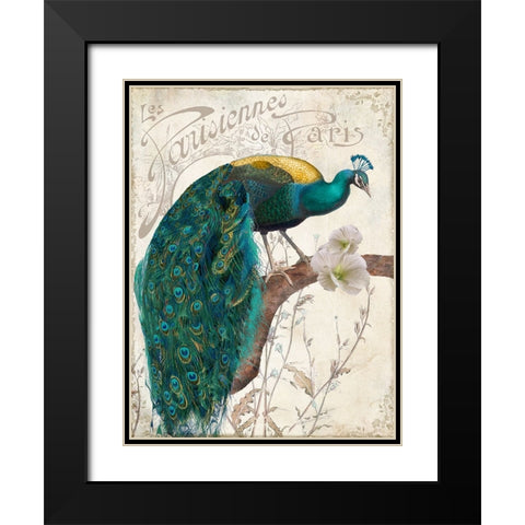 Les Paons II Black Modern Wood Framed Art Print with Double Matting by Sasha