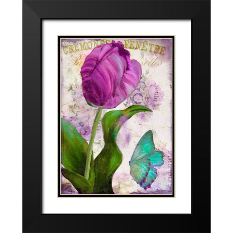 Parrot Tulips II Black Modern Wood Framed Art Print with Double Matting by Sasha