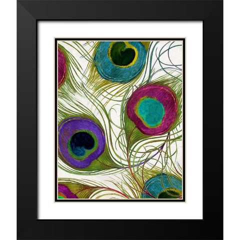 Peacock Feathers I Black Modern Wood Framed Art Print with Double Matting by Sasha
