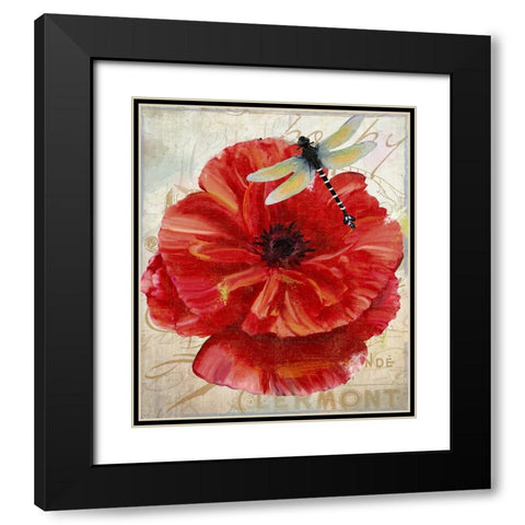 Le Pavot Dragonfly Black Modern Wood Framed Art Print with Double Matting by Sasha