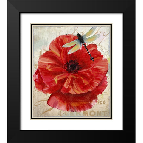 Le Pavot Dragonfly Black Modern Wood Framed Art Print with Double Matting by Sasha