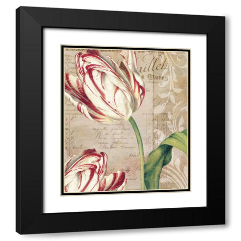 Tulips Black Modern Wood Framed Art Print with Double Matting by Sasha