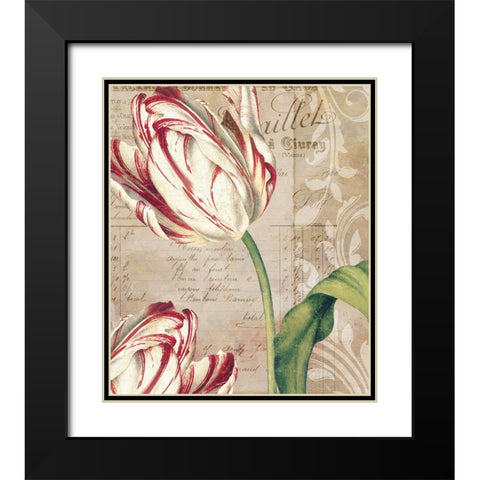 Tulips Black Modern Wood Framed Art Print with Double Matting by Sasha