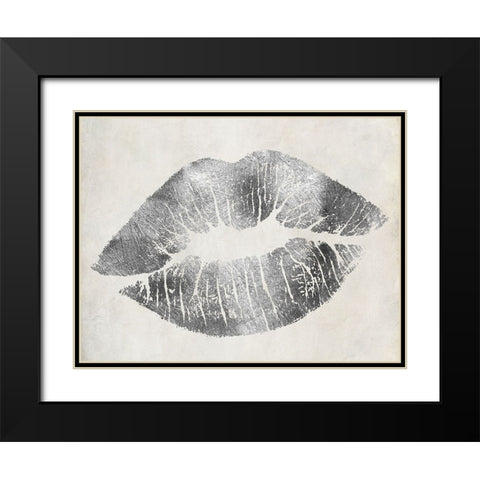 Hollywood Kiss Silver Black Modern Wood Framed Art Print with Double Matting by Sasha